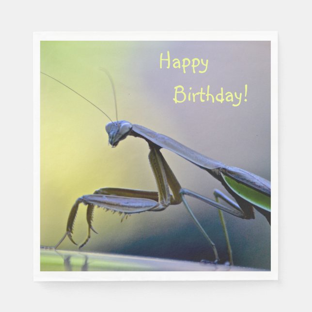 Happy Birthday Praying Mantis Napkin (Front)