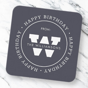 Happy Birthday Preppy Simple Family Monogram Card