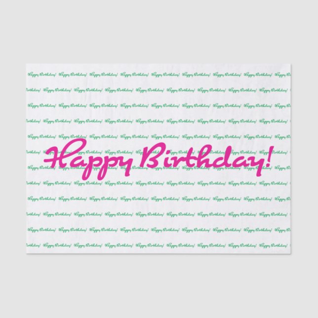 Happy Birthday! Preppy spring pink green casual Tissue Paper (Front)