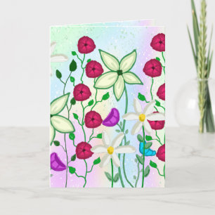 Happy Birthday,  Pretty Floral Watercolor Card