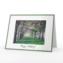 Happy Birthday pretty pink blossom floral fine art