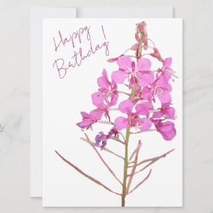 Happy birthday pretty pink minimalist floral holiday card