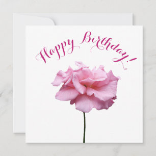 Happy birthday pretty pink rose simple stylish fun holiday card