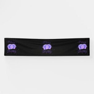 Happy Birthday Pretty Purple 2.5x12 Vinyl Banner