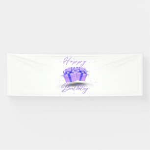 Happy Birthday Pretty Purple 2.5x8 Vinyl Banner