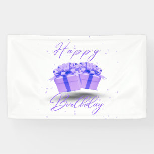 Happy Birthday Pretty Purple 3x5 Vinyl Banner