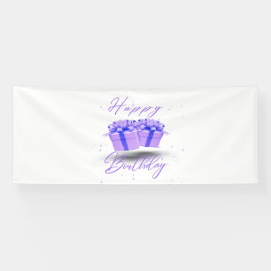 Happy Birthday Pretty Purple 4x10 Vinyl Banner