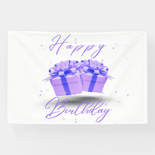 Happy Birthday Pretty Purple 4x6 Vinyl Banner