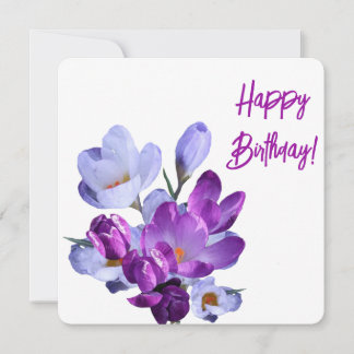 Happy Birthday pretty purple floral beautiful fun Holiday Card