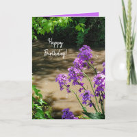 Happy Birthday Pretty Purple Flowers and Stream
