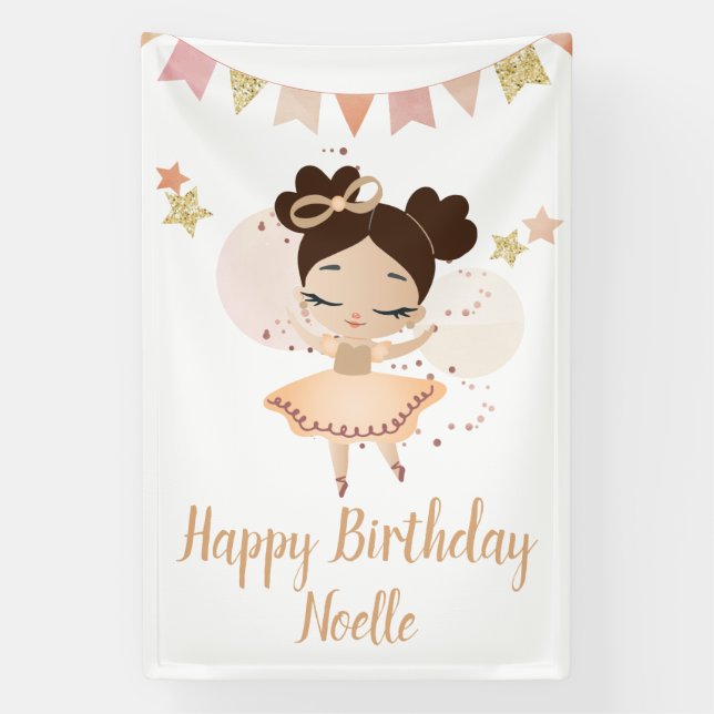 Happy Birthday! Princess Ballerina w/Bow Birthday Banner (Vertical)