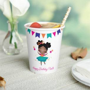 Happy Birthday! Princess Ballerina w/Bow Birthday Paper Cups