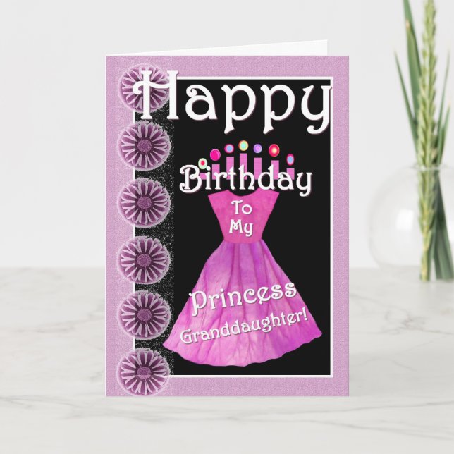Happy Birthday Princess Granddaughter - Pink Dress Card (Front)