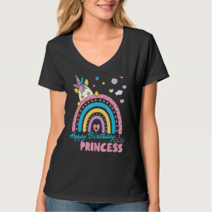 Happy Birthday Princess Unicorn & Rainbow Theme Ce T-Shirt