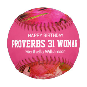 Happy Birthday PROVERBS 31 Custom Pink Floral Baseball