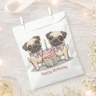 Happy Birthday Pug Dogs Cupcake Favour Bags