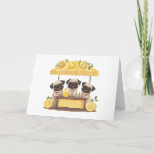 Happy Birthday Pug Dogs Lemonade Stand Card