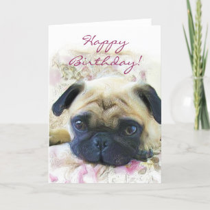 Happy Birthday Pug greeting card
