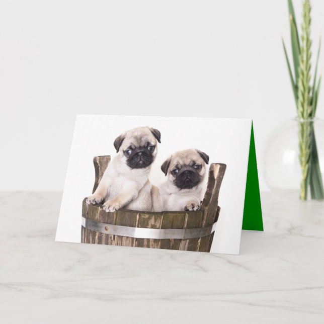 Happy Birthday Pug Puppy Dog Greeting Card - Verse (Front)