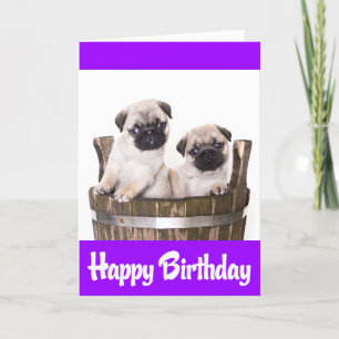 Happy Birthday Pug Puppy Dogs Greeting Card Verse