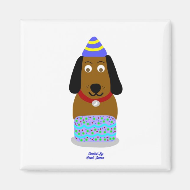 Happy Birthday Pup 2 Inch Square Magnet (Front)