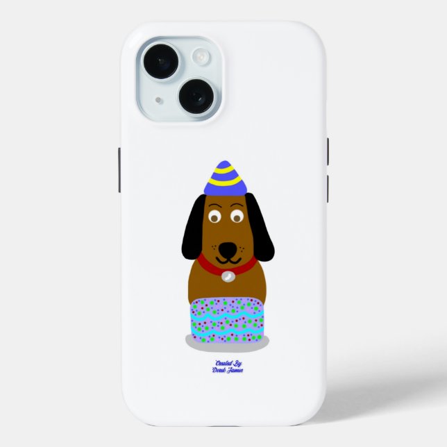 Happy Birthday Pup Apple iPhone 15 Case (Back)