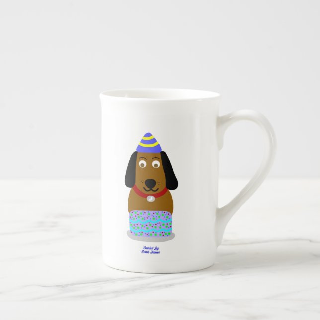 Happy Birthday Pup Bone China Mug (Right)