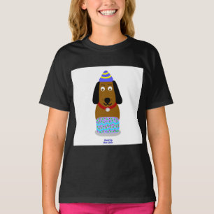 Happy Birthday Pup Girl's Black Basic T Shirt