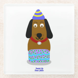 Happy Birthday Pup Glass Coaster