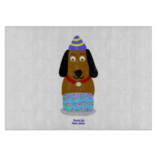 Happy Birthday Pup Glass Cutting Board