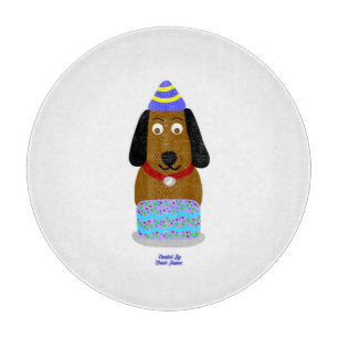 Happy Birthday Pup Glass Cutting Board (30.4 cm)