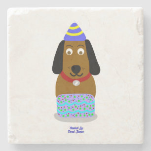 Happy Birthday Pup Marble Stone Coaster