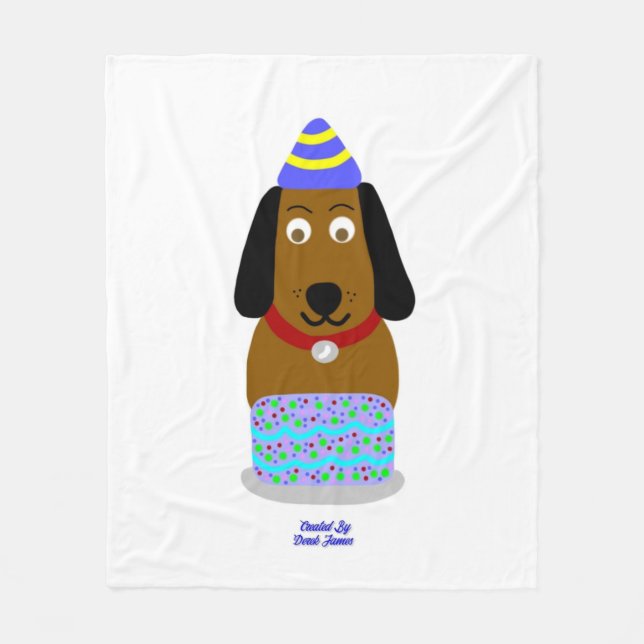 Happy Birthday Pup Medium Fleece Blanket (Front)