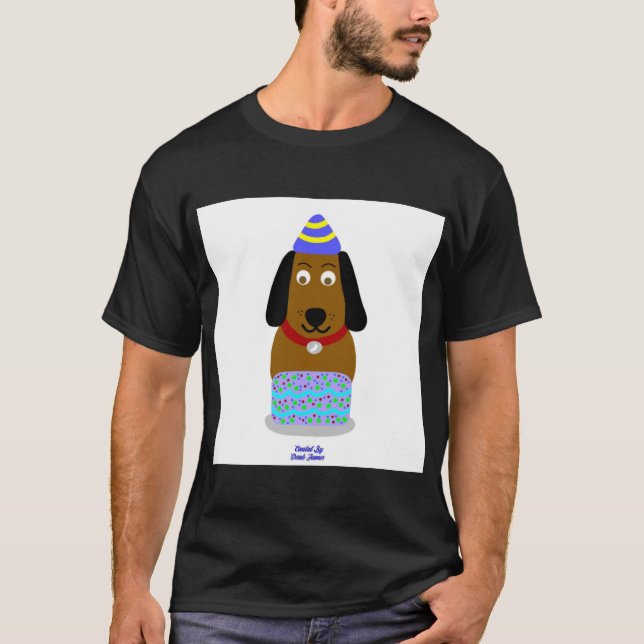 Happy Birthday Pup Men's Black Basic T Shirt (Front)