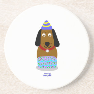 Happy Birthday Pup Sandstone Coaster