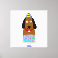 Happy Birthday Pup Stretched Canvas Print
