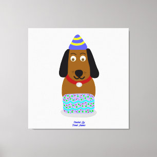 Happy Birthday Pup Stretched Canvas Print