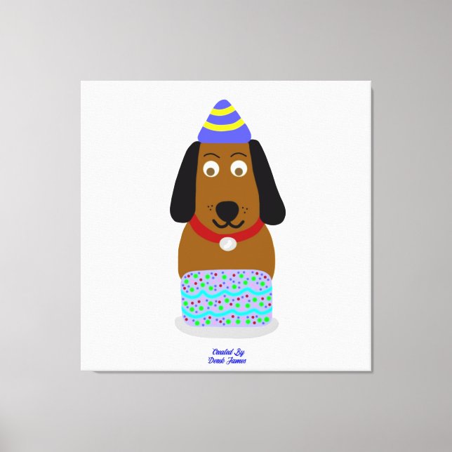 Happy Birthday Pup Stretched Canvas Print (Front)