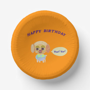 Happy Birthday Puppy Paper Plate