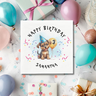 Happy Birthday Puppy Party Birthday Paper Napkin