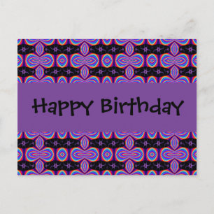 Happy Birthday purple and black fractal Postcard
