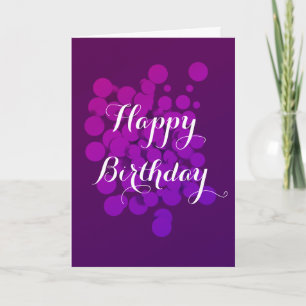Happy Birthday Purple Circles Abstract Background Card