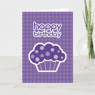 happy birthday purple cupcake card
