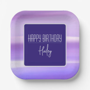 "Happy Birthday" Purple Customisable Paper Plate