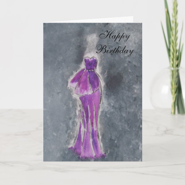 Happy Birthday (purple dress) Card (Front)