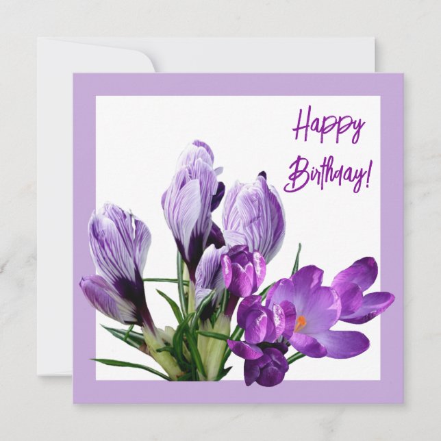 Happy Birthday purple floral bright colorful boho Card (Front)