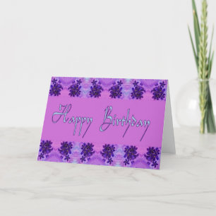 Happy Birthday purple flowers Card
