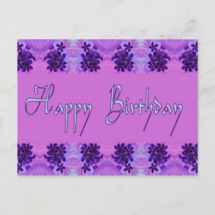 Happy Birthday purple flowers Postcard