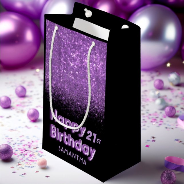 Happy Birthday Purple Glitter sparkle Small Gift Bag (Creator Uploaded)