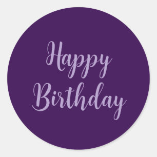 Happy Birthday Purple Lavender Custom Colour Class Classic Round Sticker